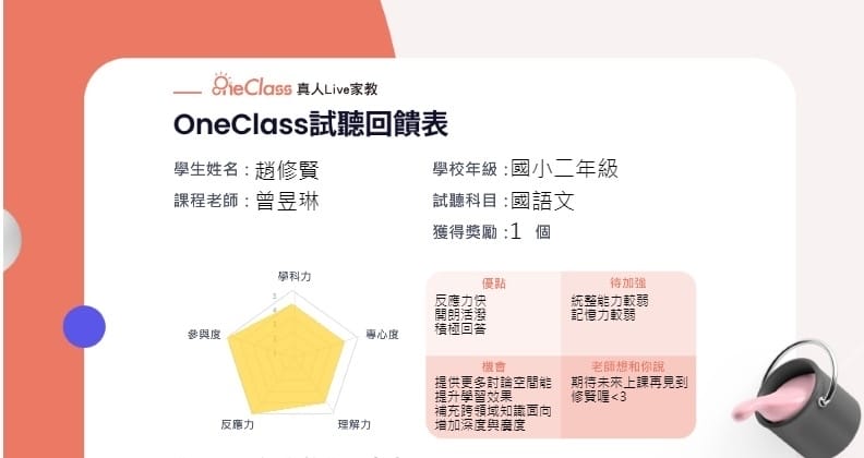 OneClass 真人Live家教,在家就能擁有全學科專屬的家庭教師~
